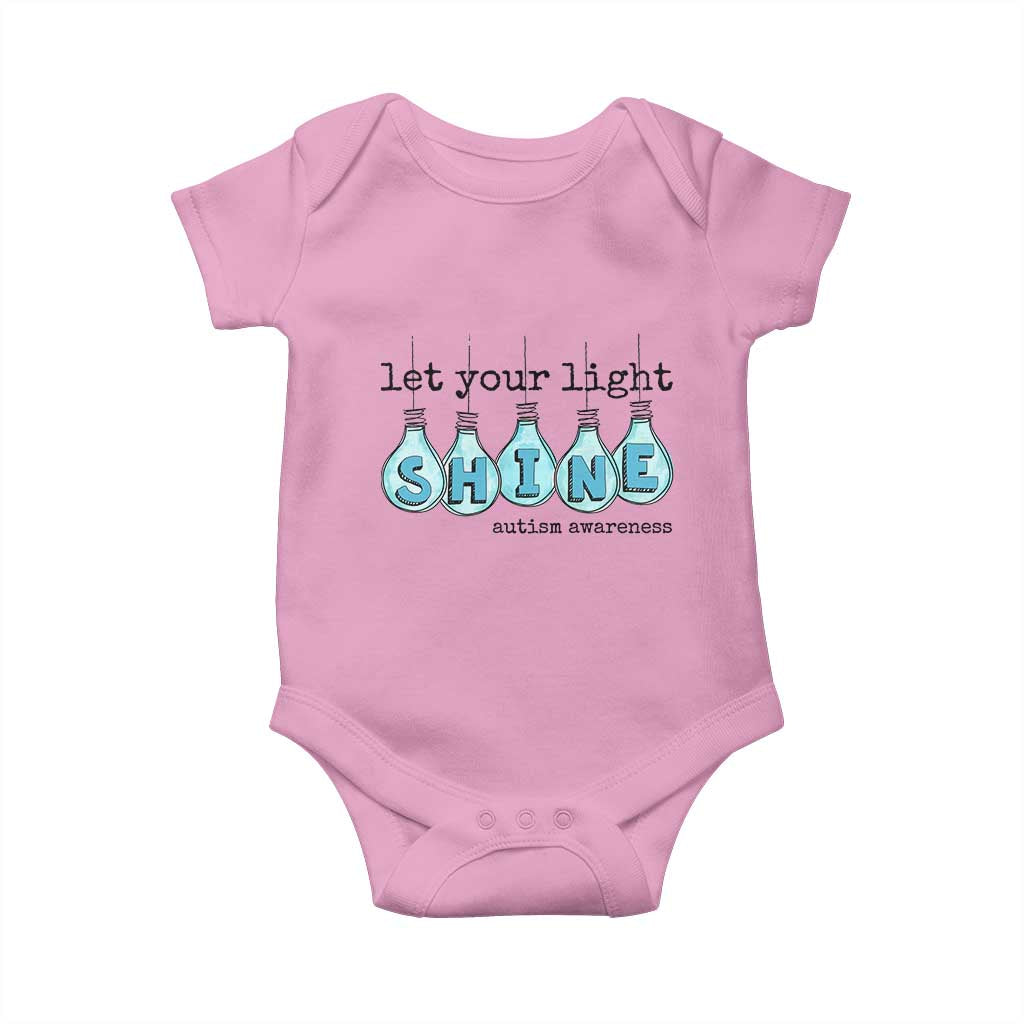 Let Your Light Shine Autism Support Baby Onesie Light Bulb Autism Acceptance
