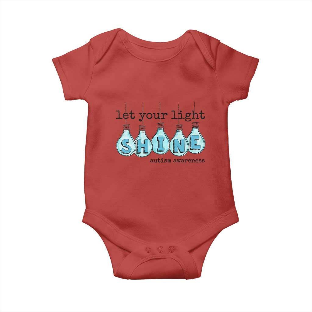 Let Your Light Shine Autism Support Baby Onesie Light Bulb Autism Acceptance