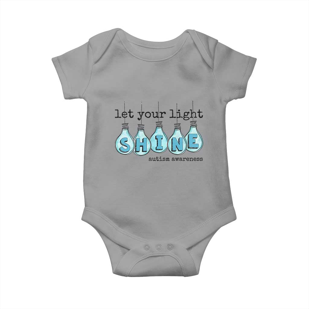 Let Your Light Shine Autism Support Baby Onesie Light Bulb Autism Acceptance