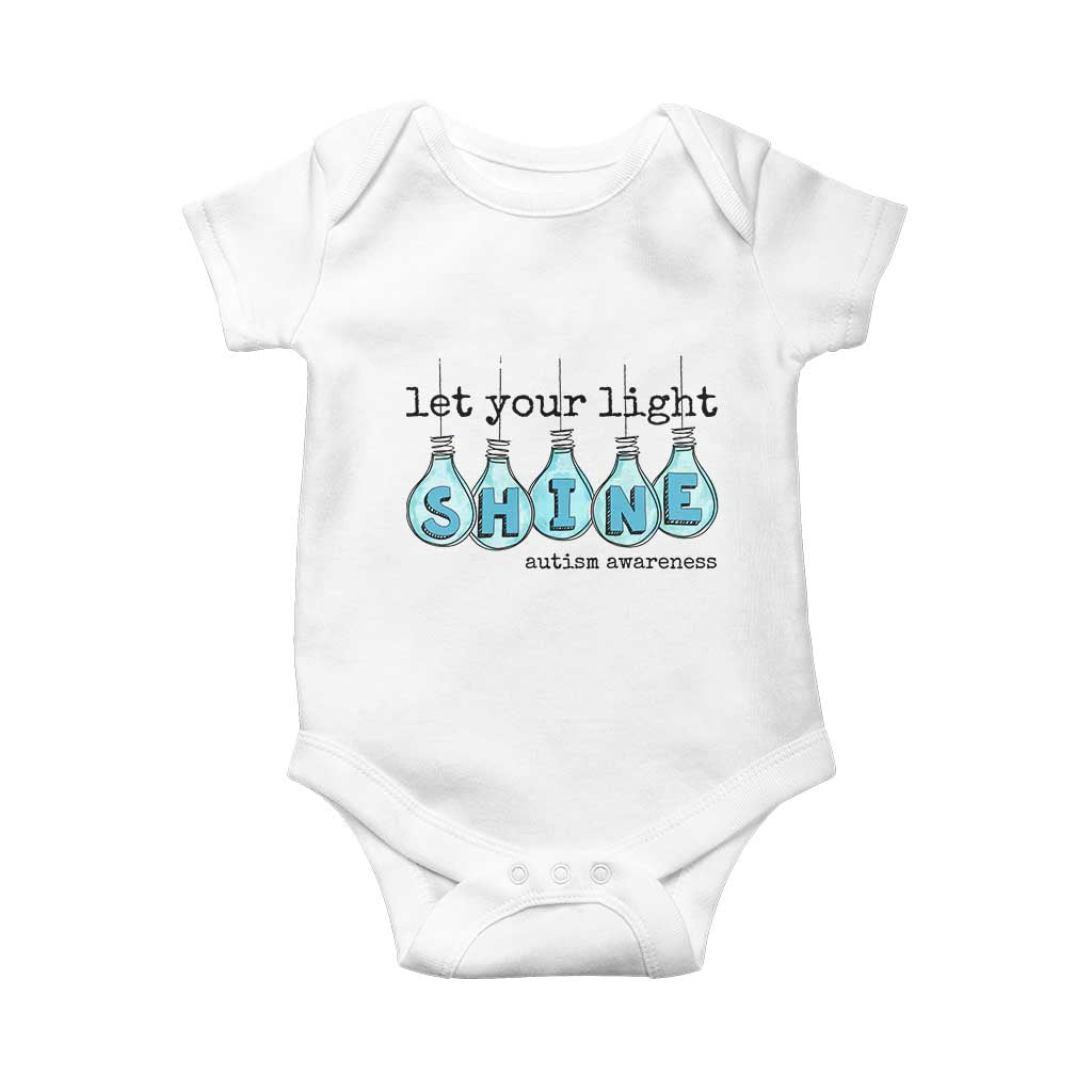 Let Your Light Shine Autism Support Baby Onesie Light Bulb Autism Acceptance