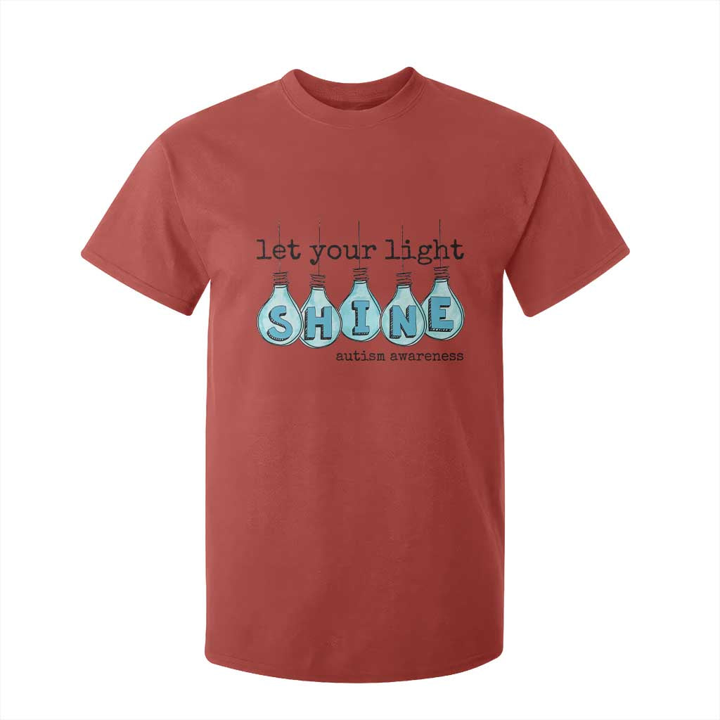 Let Your Light Shine Autism Support T Shirt For Kid Light Bulb Autism Acceptance
