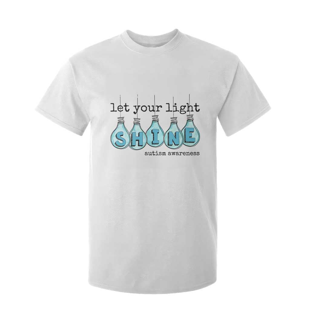 Let Your Light Shine Autism Support T Shirt For Kid Light Bulb Autism Acceptance