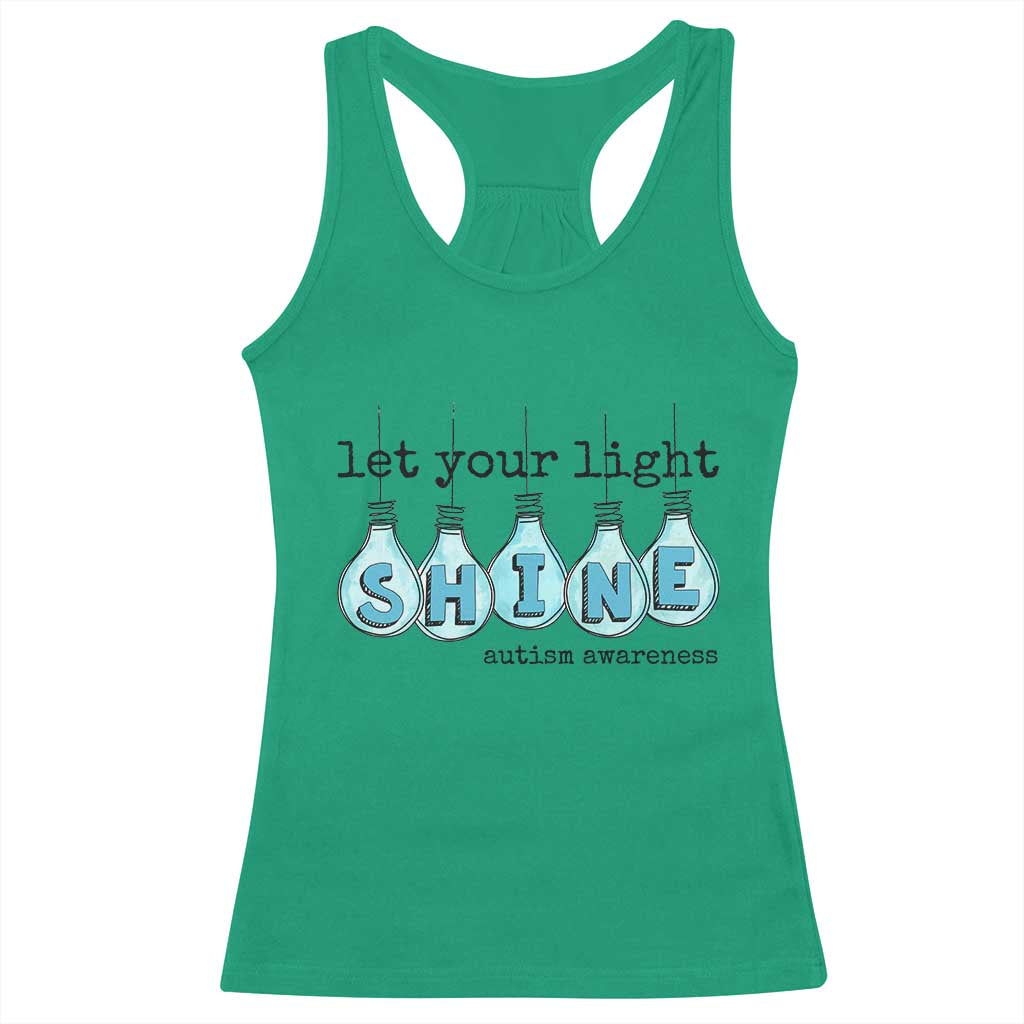 Let Your Light Shine Autism Support Racerback Tank Top Light Bulb Autism Acceptance