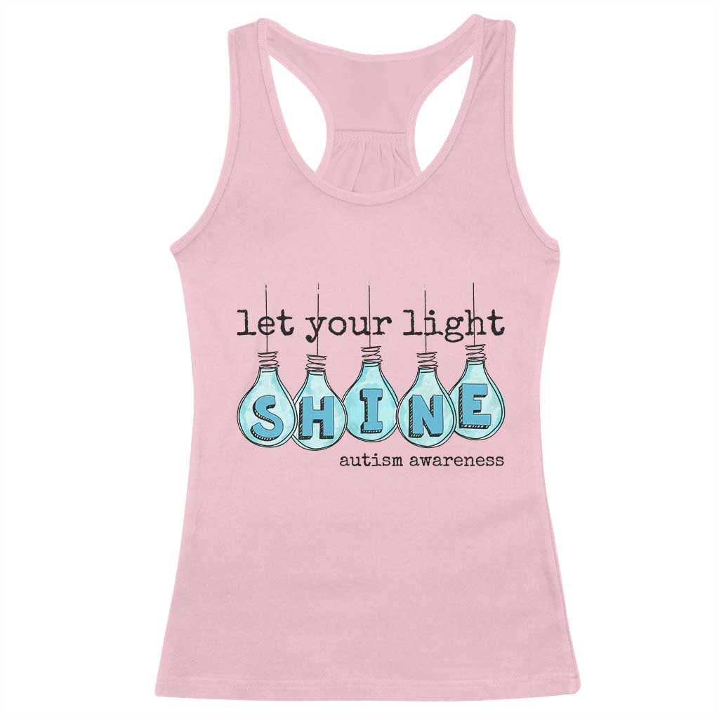 Let Your Light Shine Autism Support Racerback Tank Top Light Bulb Autism Acceptance