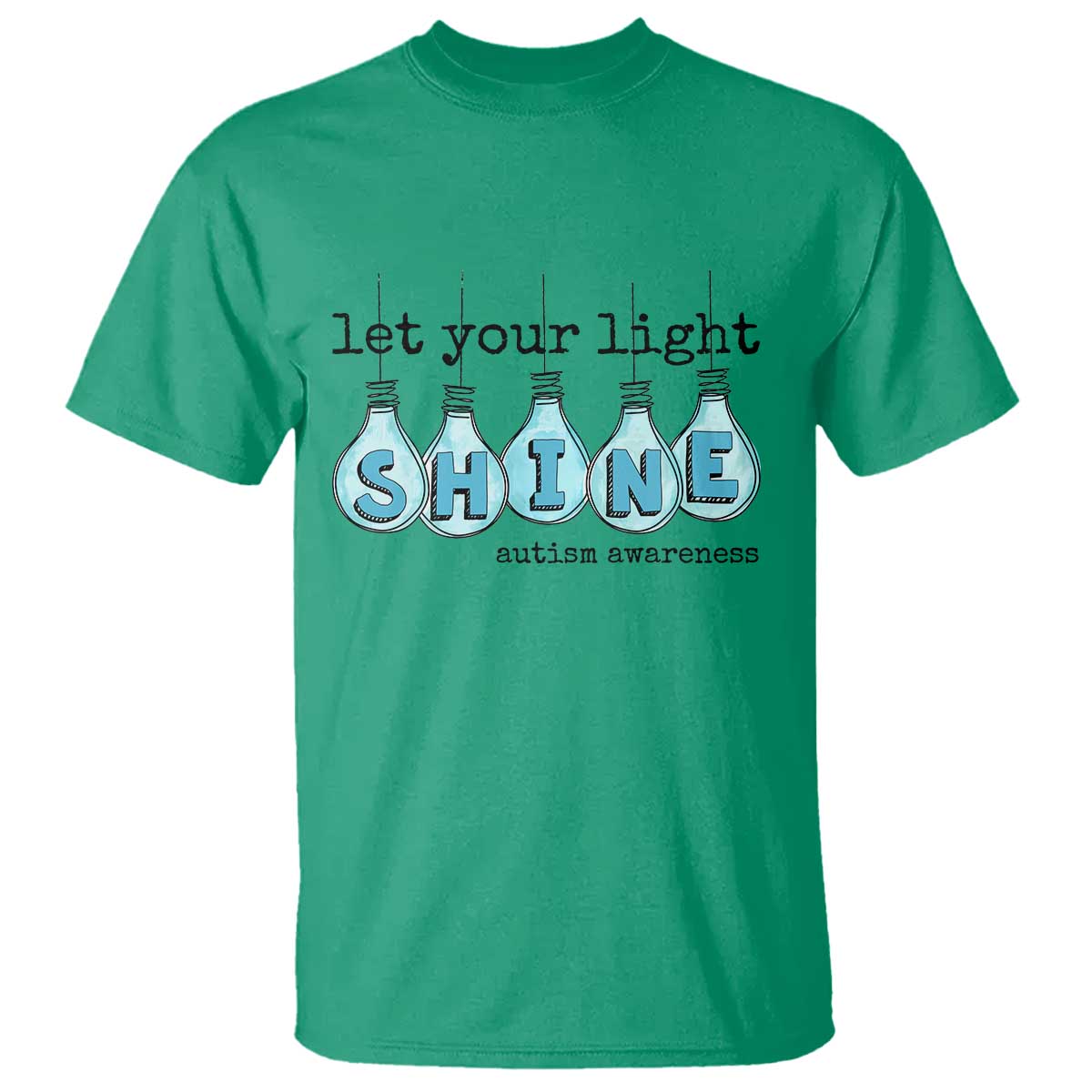 Let Your Light Shine Autism Support T Shirt Light Bulb Autism Acceptance