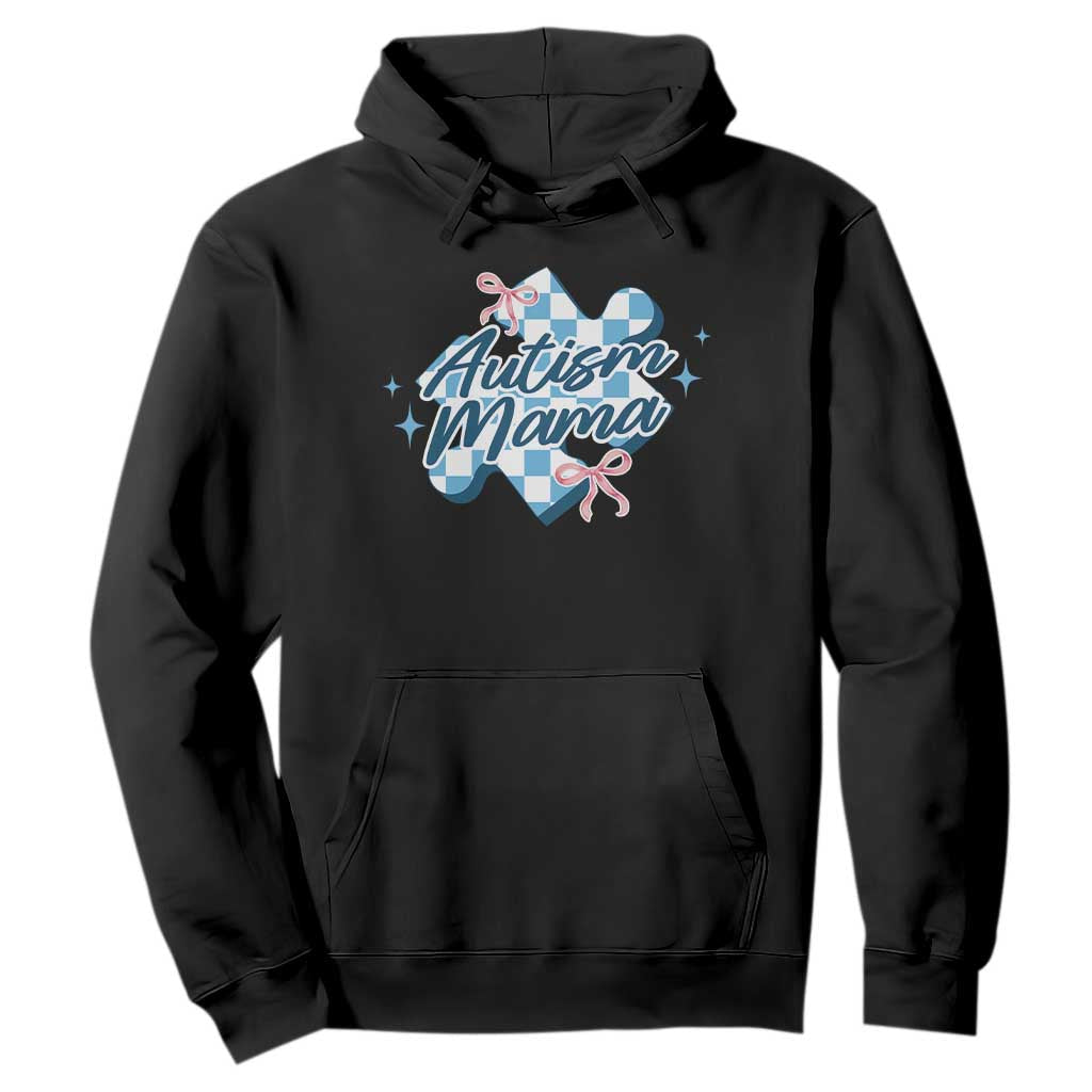 Autism Mama Coquette Puzzle Piece Pink Bow Hoodie