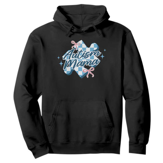 Autism Mama Coquette Puzzle Piece Pink Bow Hoodie