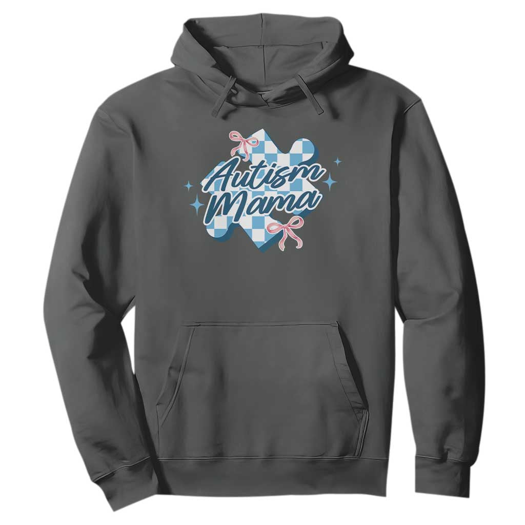 Autism Mama Coquette Puzzle Piece Pink Bow Hoodie