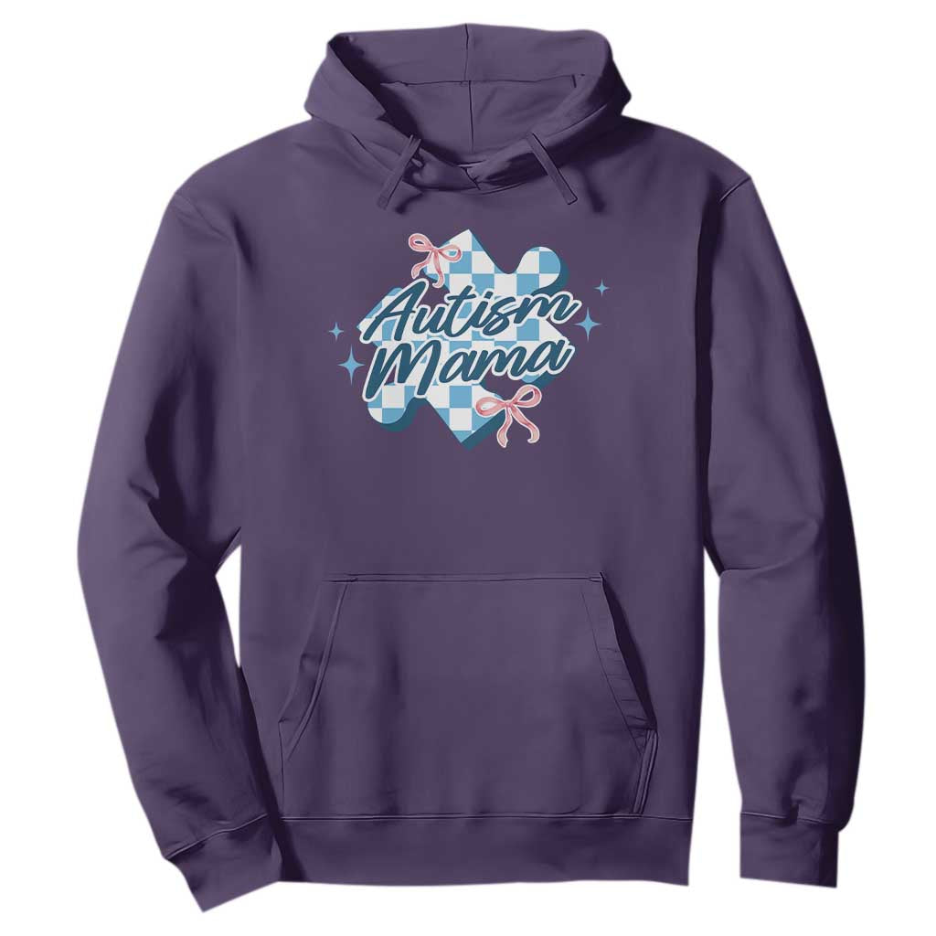 Autism Mama Coquette Puzzle Piece Pink Bow Hoodie