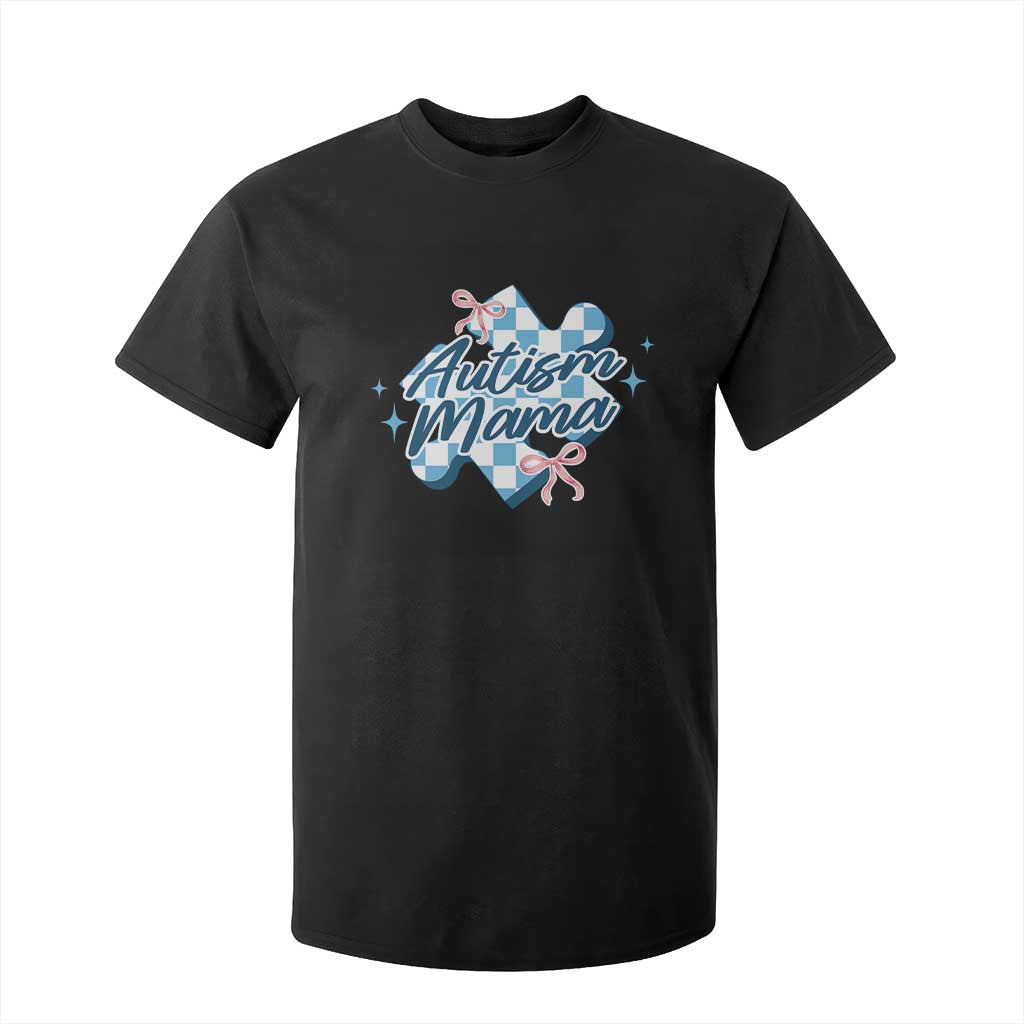 Autism Mama Coquette Puzzle Piece Pink Bow T Shirt For Kid