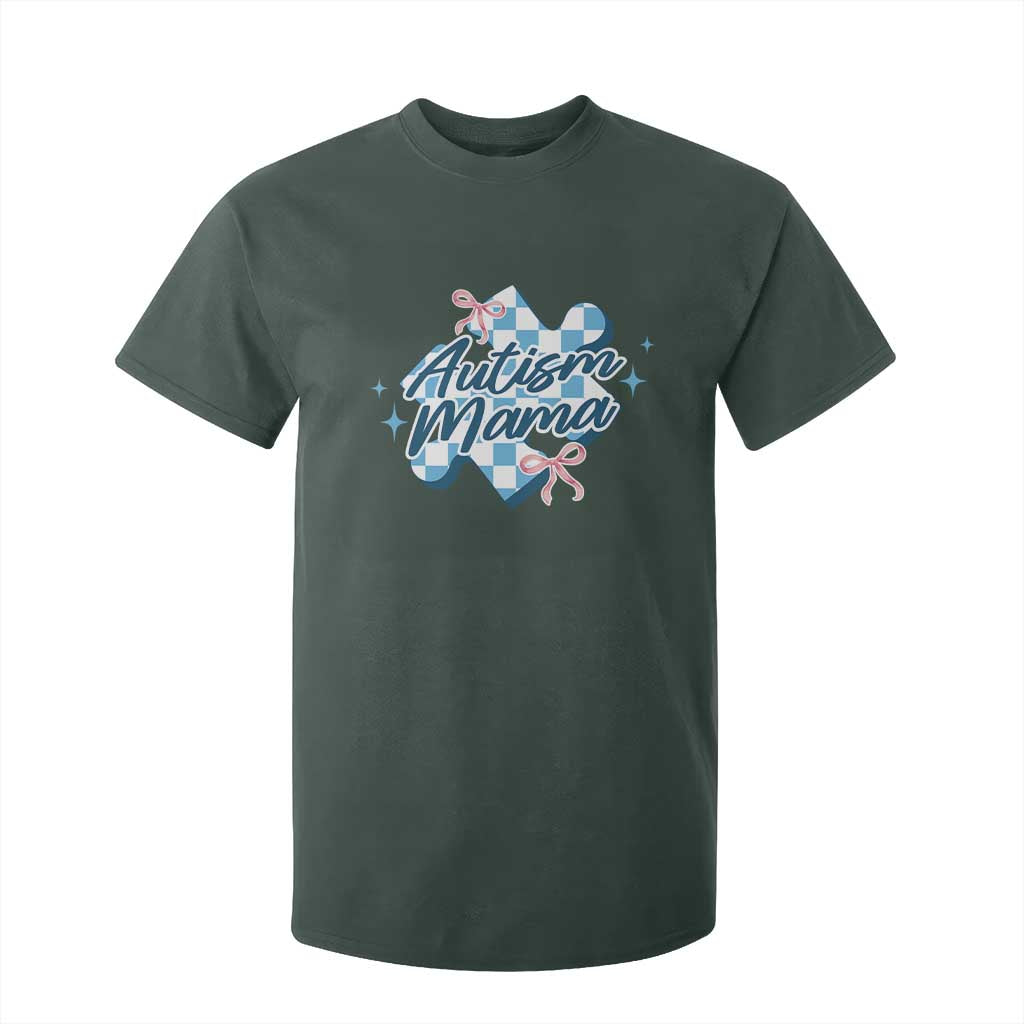 Autism Mama Coquette Puzzle Piece Pink Bow T Shirt For Kid