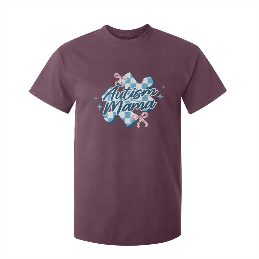 Autism Mama Coquette Puzzle Piece Pink Bow T Shirt For Kid