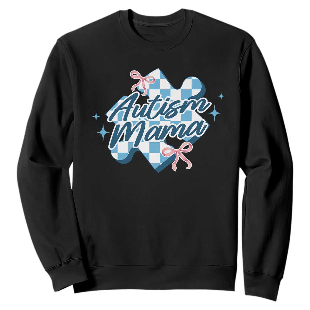 Autism Mama Coquette Puzzle Piece Pink Bow Sweatshirt