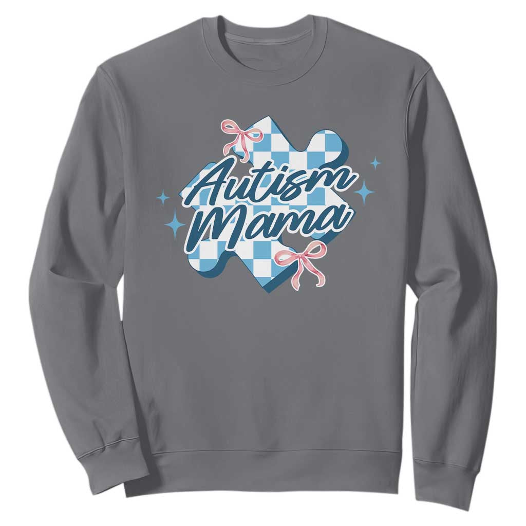 Autism Mama Coquette Puzzle Piece Pink Bow Sweatshirt