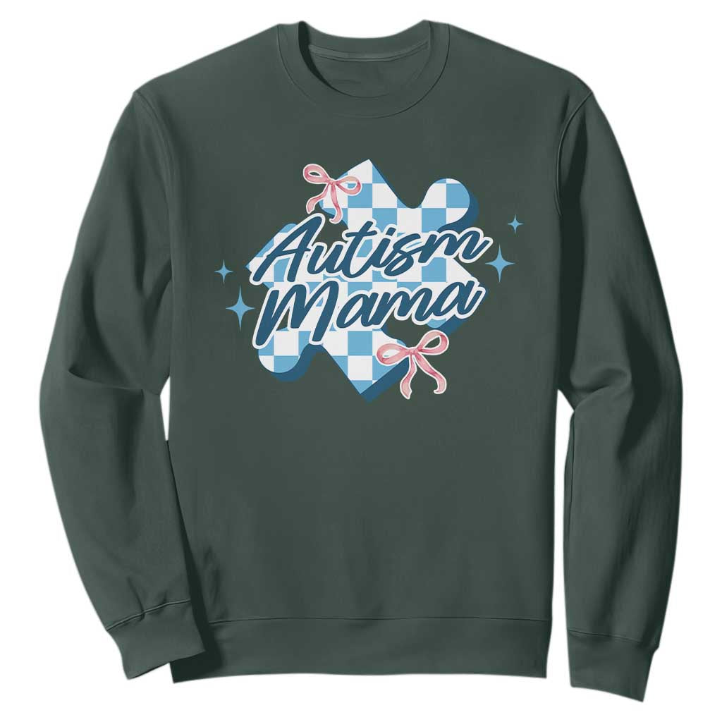 Autism Mama Coquette Puzzle Piece Pink Bow Sweatshirt