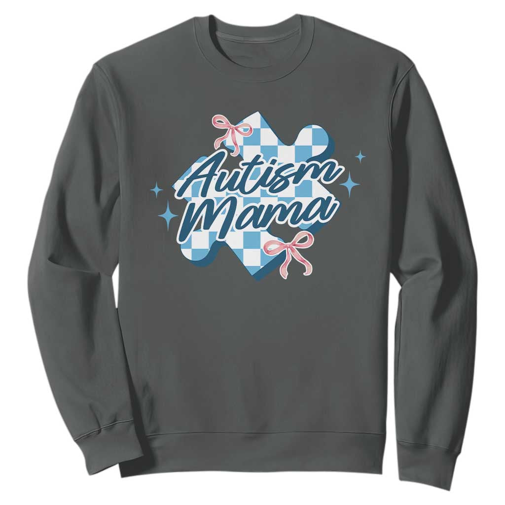 Autism Mama Coquette Puzzle Piece Pink Bow Sweatshirt