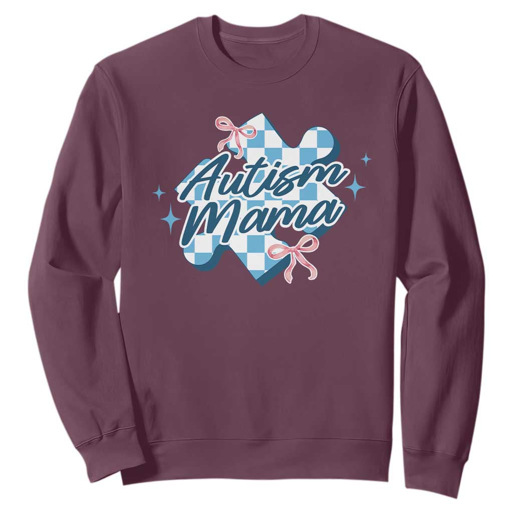 Autism Mama Coquette Puzzle Piece Pink Bow Sweatshirt
