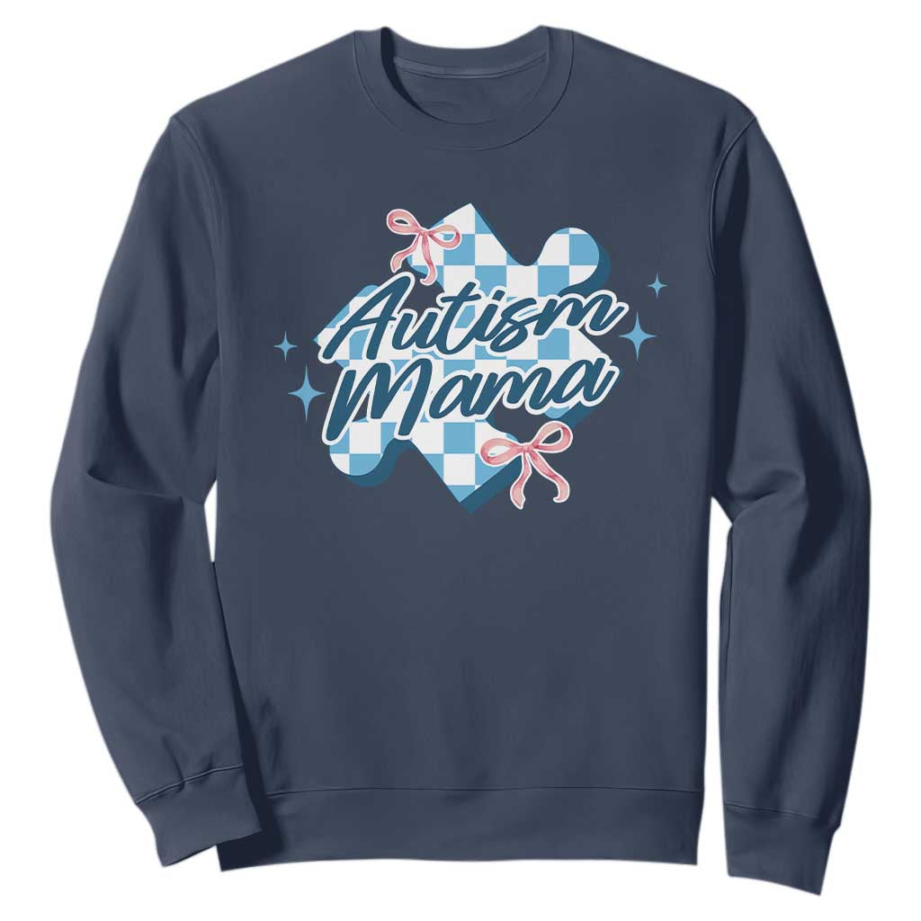 Autism Mama Coquette Puzzle Piece Pink Bow Sweatshirt