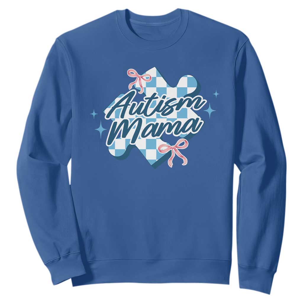 Autism Mama Coquette Puzzle Piece Pink Bow Sweatshirt