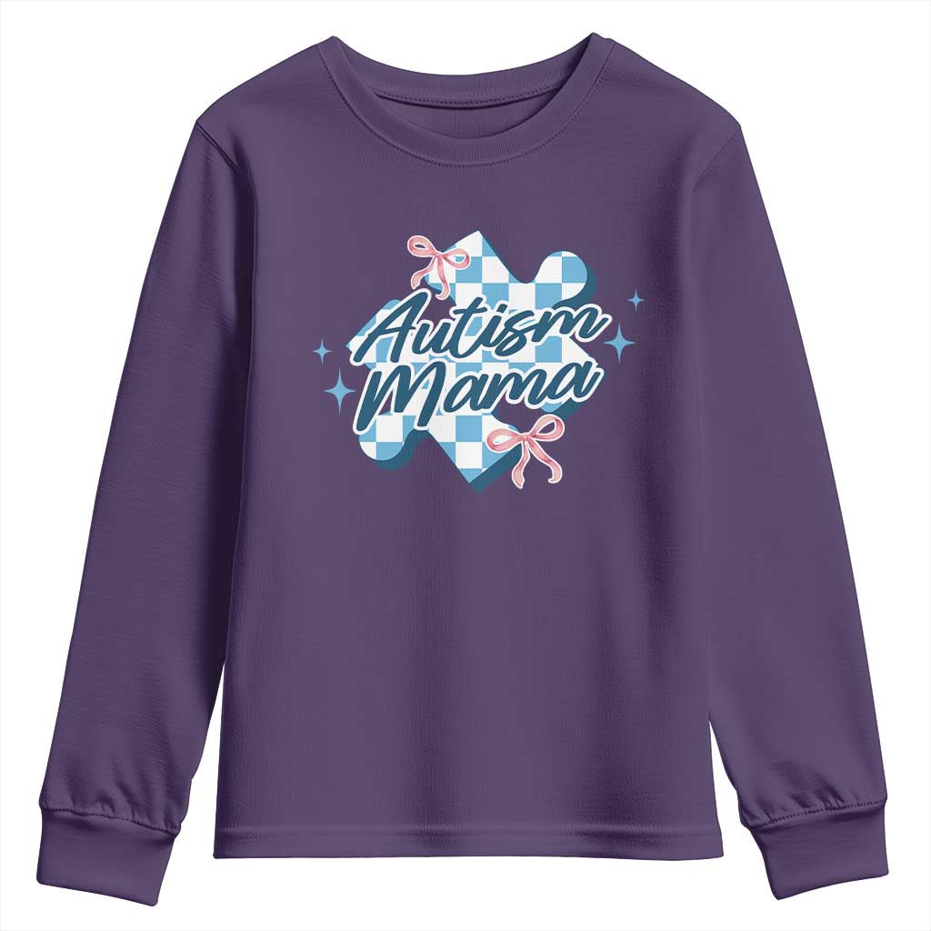 Autism Mama Coquette Puzzle Piece Pink Bow Youth Sweatshirt