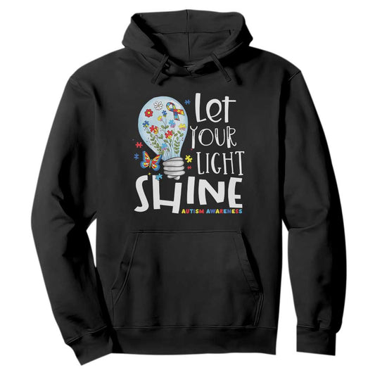 Autism Support Hoodie Let Your Light Shine Puzzle Ribbon Inspirational Quote