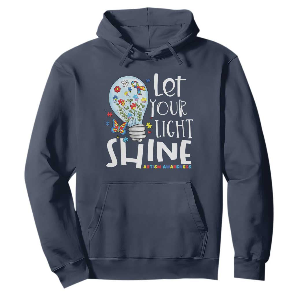 Autism Support Hoodie Let Your Light Shine Puzzle Ribbon Inspirational Quote