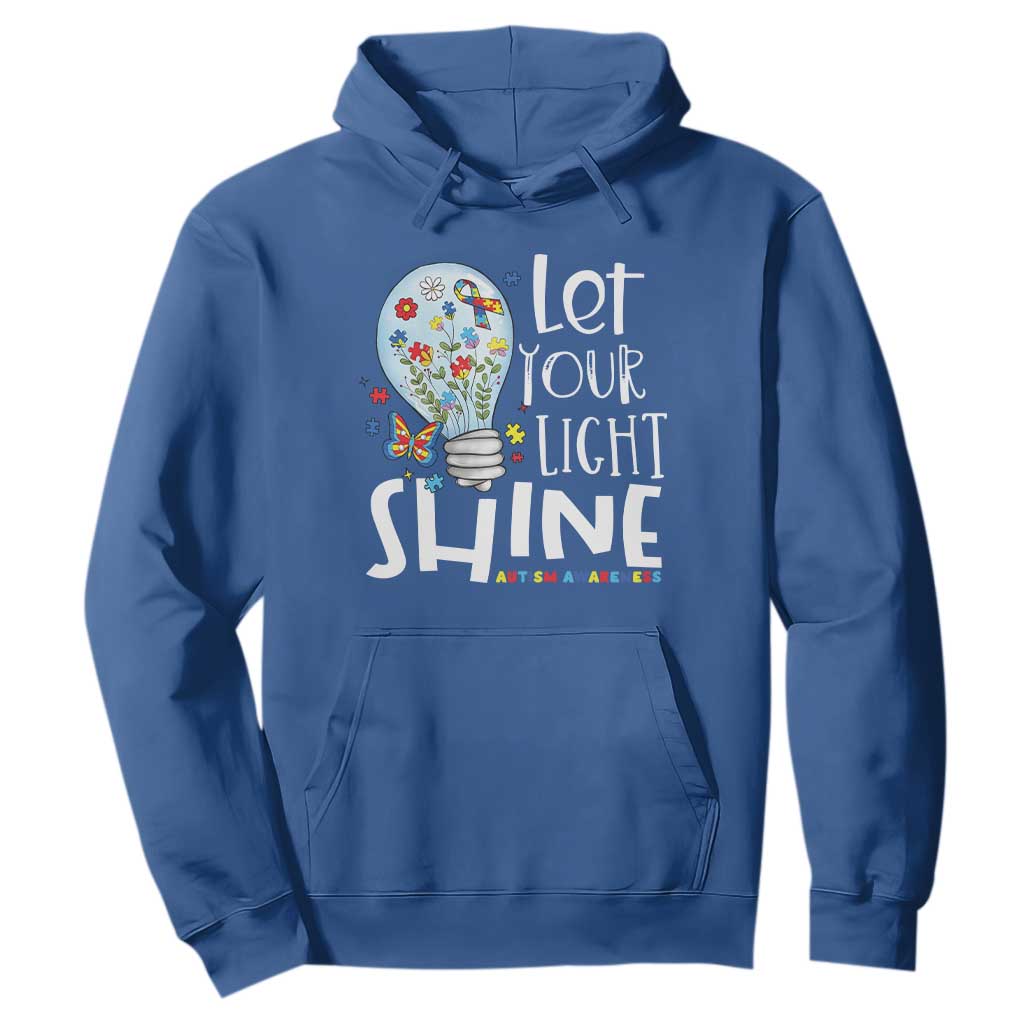 Autism Support Hoodie Let Your Light Shine Puzzle Ribbon Inspirational Quote