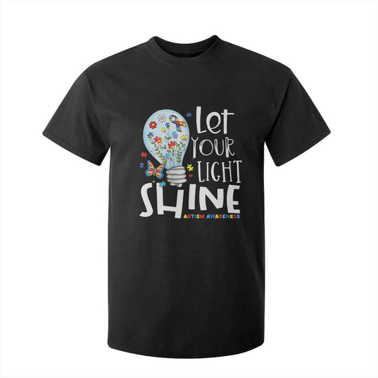 Autism Support T Shirt For Kid Let Your Light Shine Puzzle Ribbon Inspirational Quote