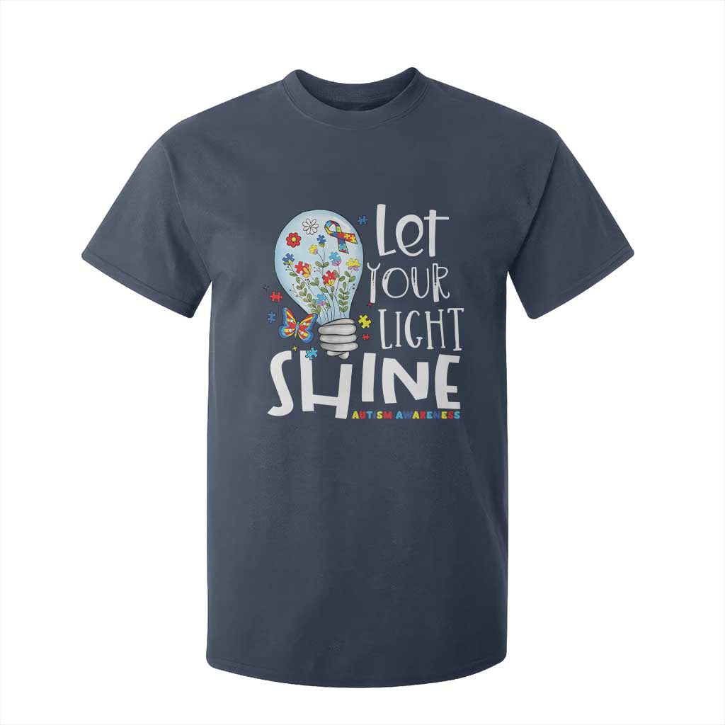 Autism Support T Shirt For Kid Let Your Light Shine Puzzle Ribbon Inspirational Quote