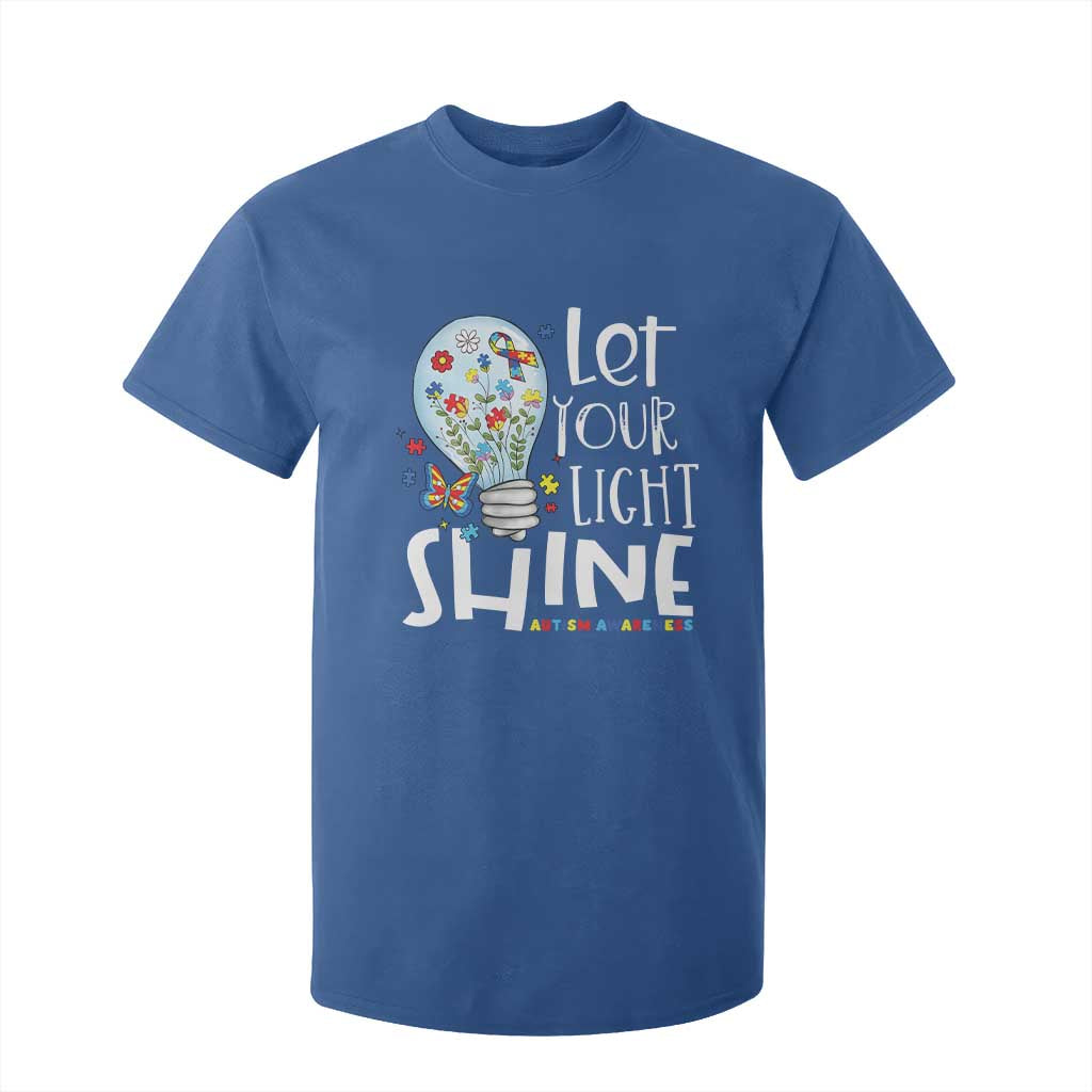 Autism Support T Shirt For Kid Let Your Light Shine Puzzle Ribbon Inspirational Quote