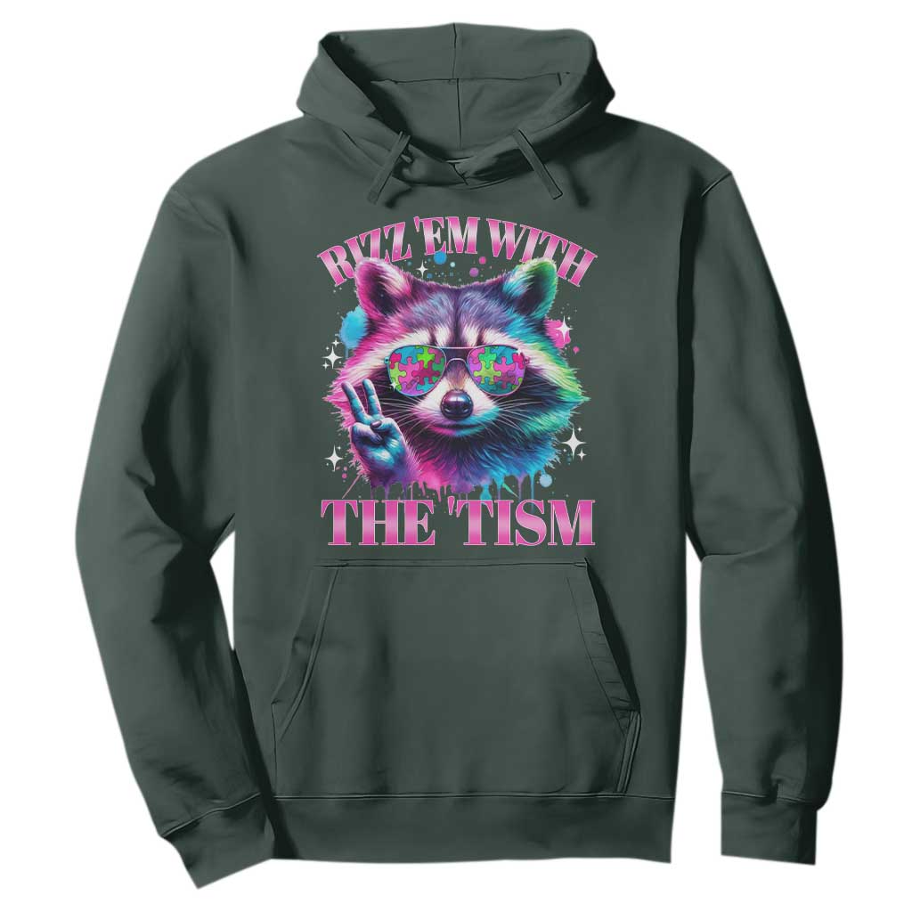Funny Autism Support Racoon Hoodie Rizz Em With The Tism Meme Autistic