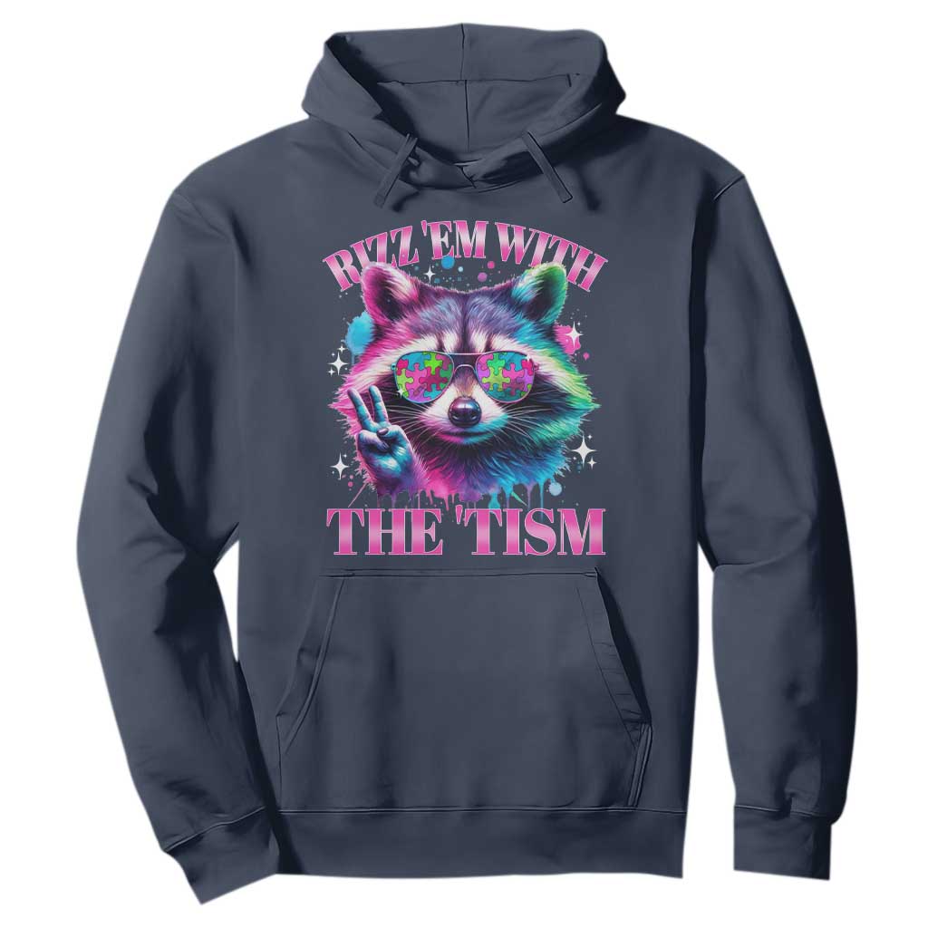 Funny Autism Support Racoon Hoodie Rizz Em With The Tism Meme Autistic