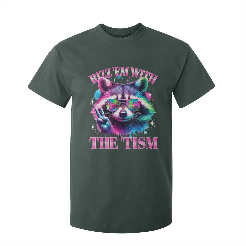 Funny Autism Support Racoon T Shirt For Kid Rizz Em With The Tism Meme Autistic