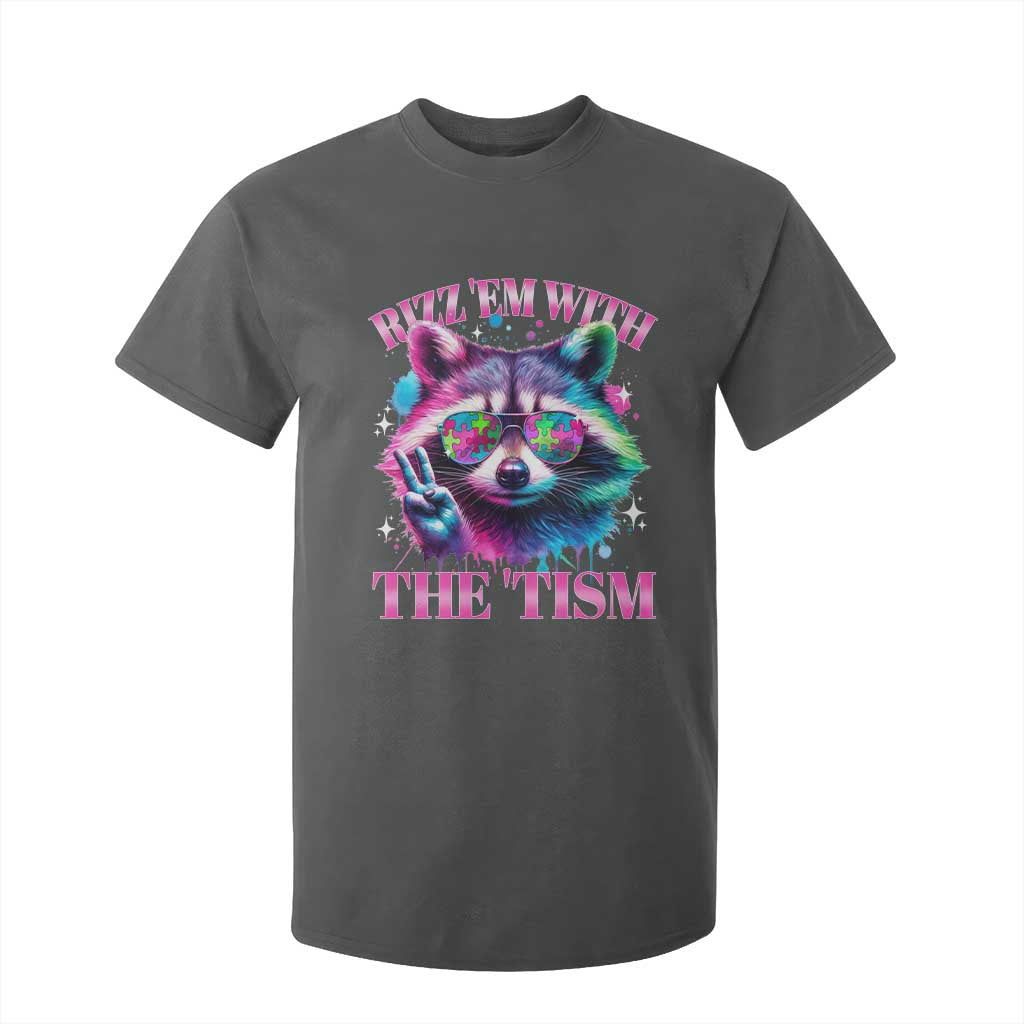 Funny Autism Support Racoon T Shirt For Kid Rizz Em With The Tism Meme Autistic