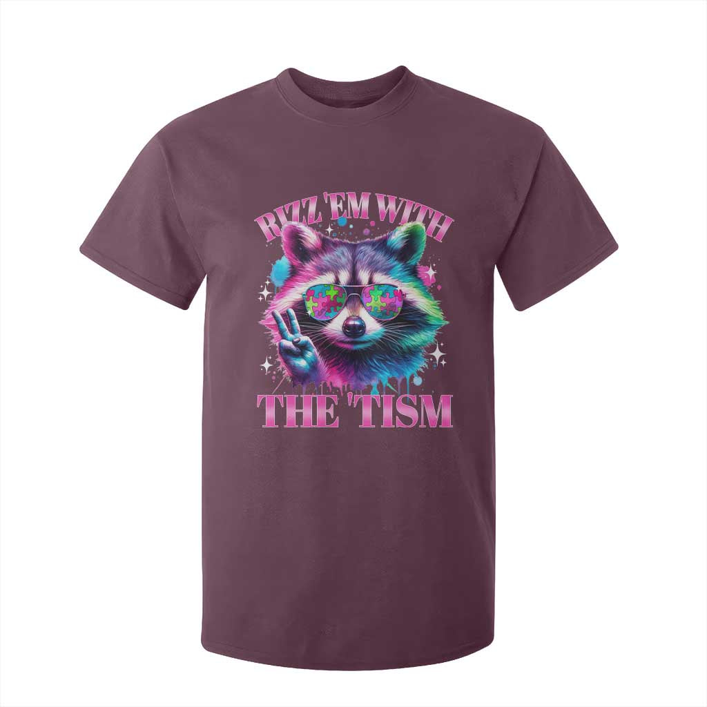 Funny Autism Support Racoon T Shirt For Kid Rizz Em With The Tism Meme Autistic