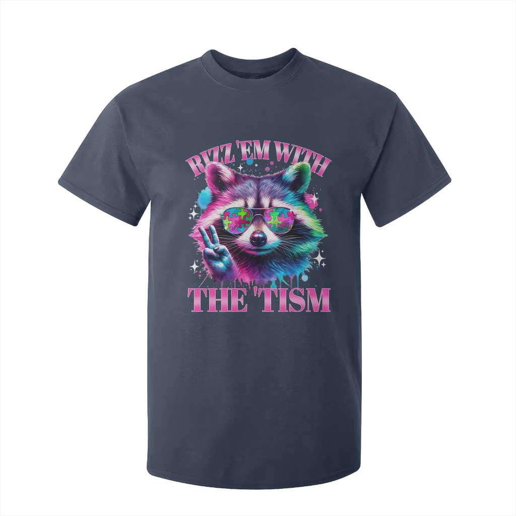 Funny Autism Support Racoon T Shirt For Kid Rizz Em With The Tism Meme Autistic