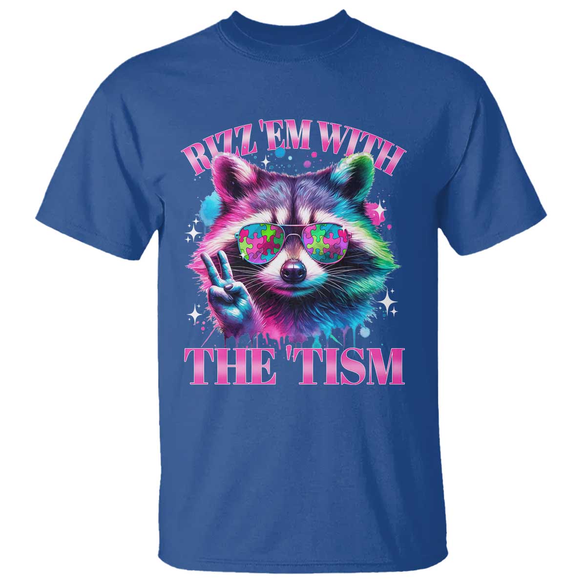 Funny Autism Support Racoon T Shirt Rizz Em With The Tism Meme Autistic