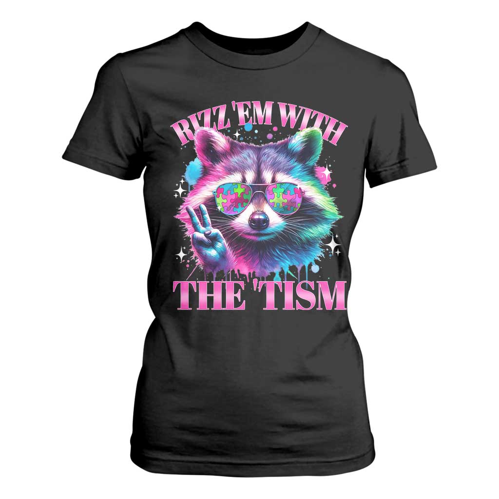 Funny Autism Support Racoon T Shirt For Women Rizz Em With The Tism Meme Autistic