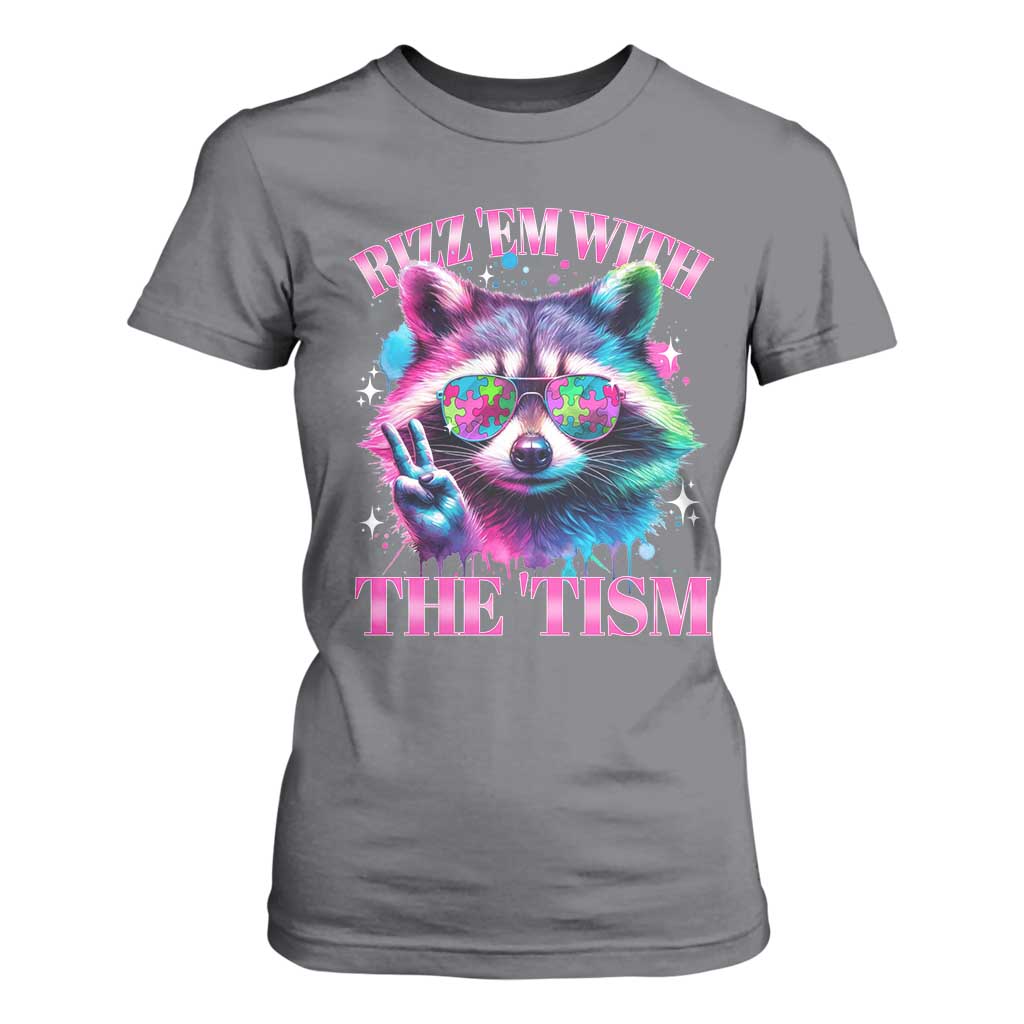 Funny Autism Support Racoon T Shirt For Women Rizz Em With The Tism Meme Autistic