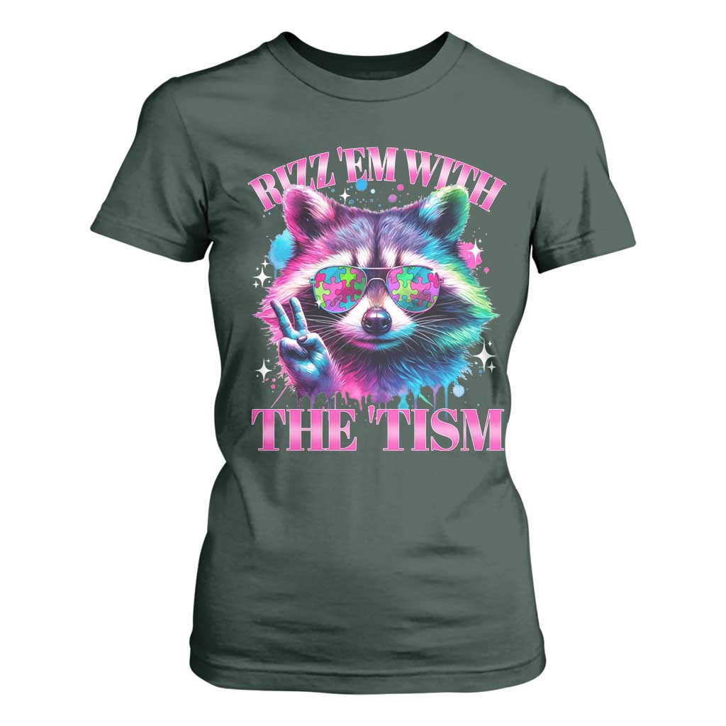 Funny Autism Support Racoon T Shirt For Women Rizz Em With The Tism Meme Autistic