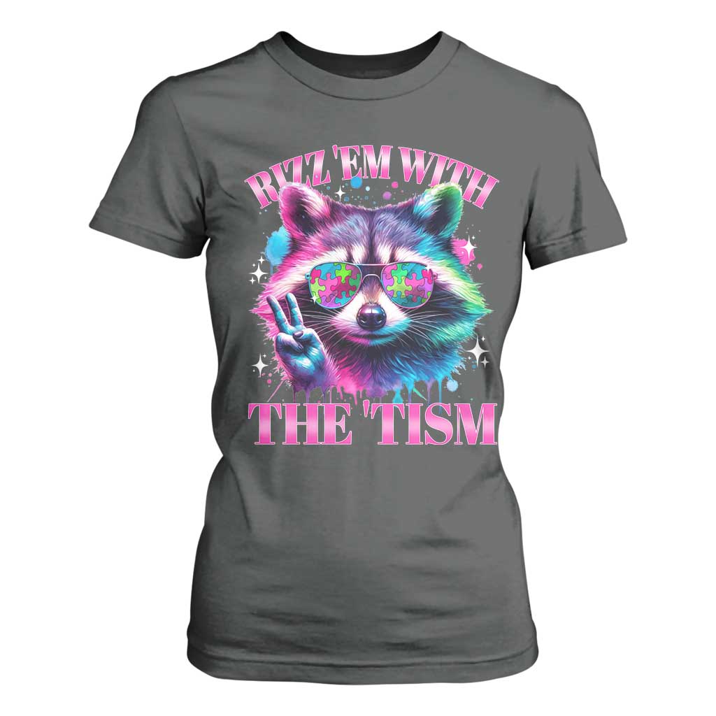 Funny Autism Support Racoon T Shirt For Women Rizz Em With The Tism Meme Autistic