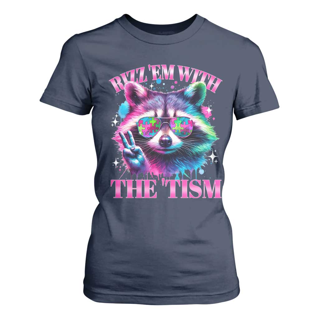 Funny Autism Support Racoon T Shirt For Women Rizz Em With The Tism Meme Autistic