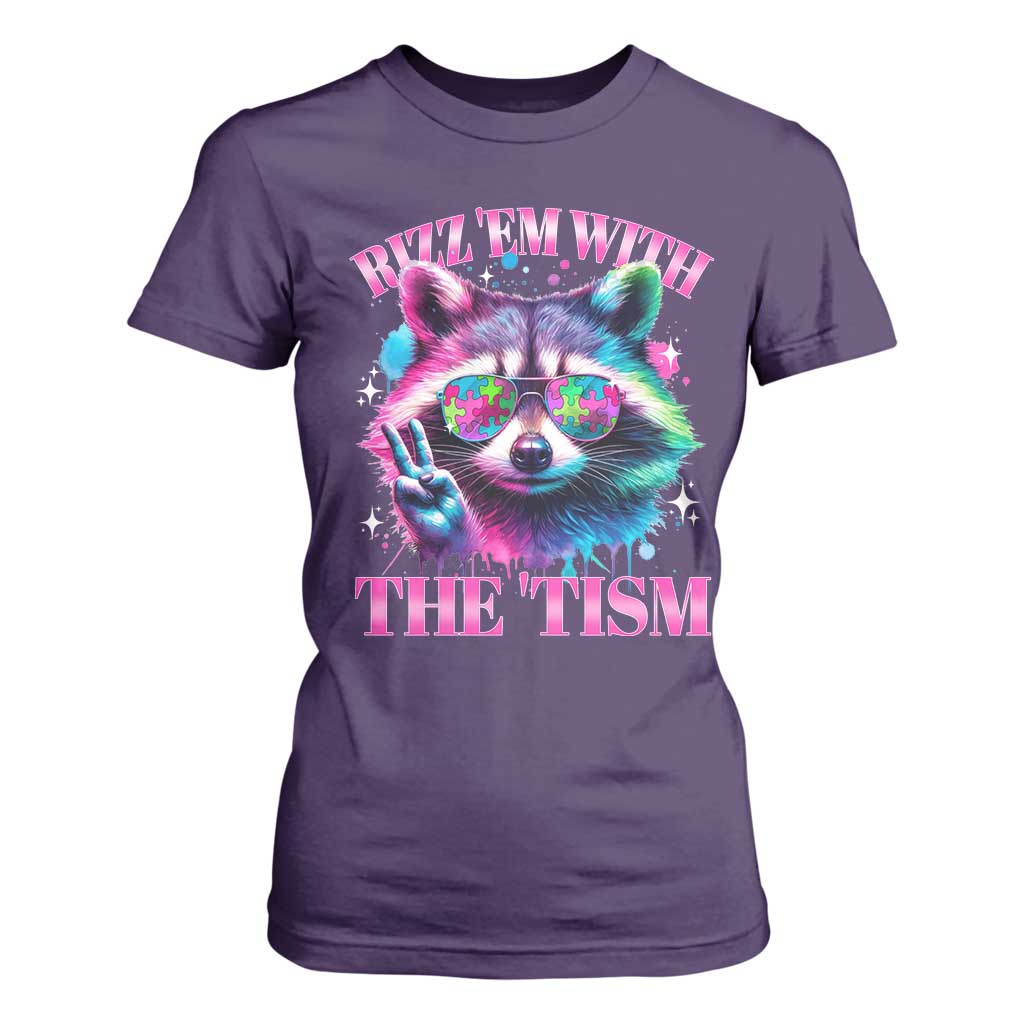 Funny Autism Support Racoon T Shirt For Women Rizz Em With The Tism Meme Autistic