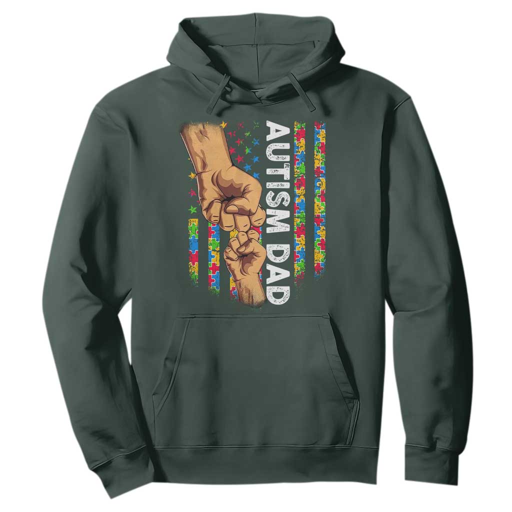 Autism Dad Support American Flag Fist Bump Hoodie