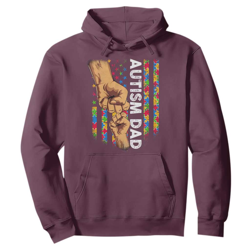 Autism Dad Support American Flag Fist Bump Hoodie