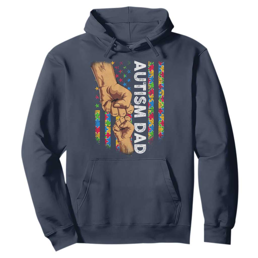 Autism Dad Support American Flag Fist Bump Hoodie