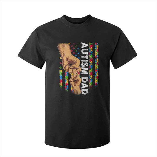 Autism Dad Support American Flag Fist Bump T Shirt For Kid