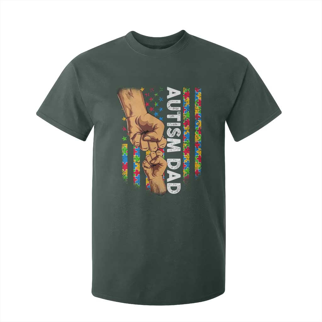 Autism Dad Support American Flag Fist Bump T Shirt For Kid