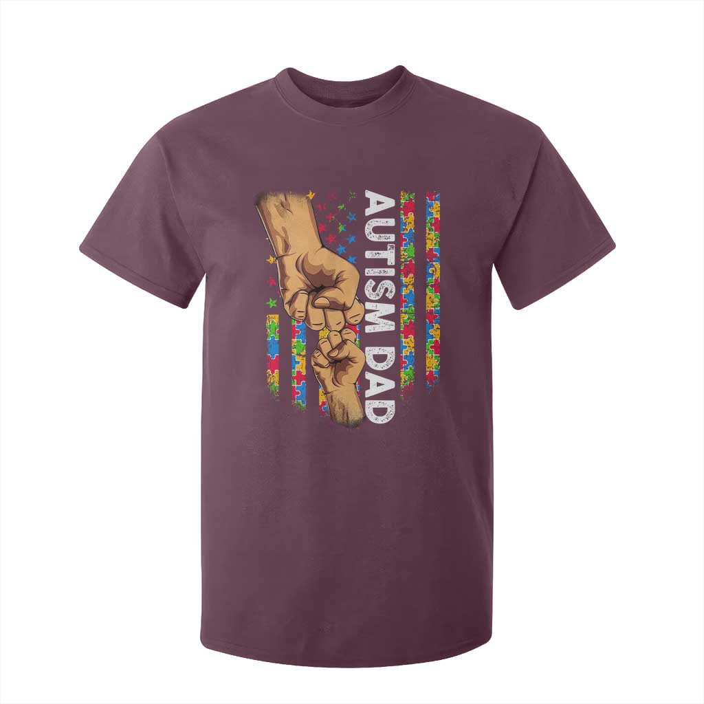 Autism Dad Support American Flag Fist Bump T Shirt For Kid