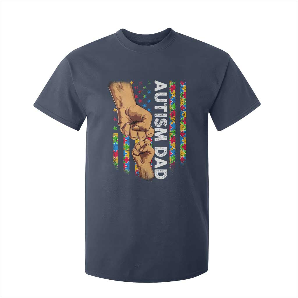 Autism Dad Support American Flag Fist Bump T Shirt For Kid